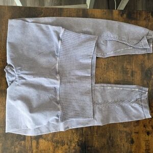 FP Movement by Free People Light Gray High-Waist Ribbed Waistband Leggings